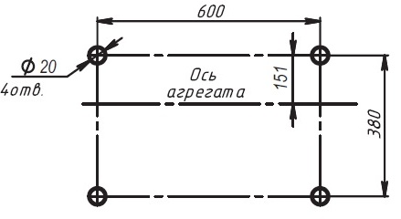 Схема расположения фундаментальных болтов 2НД6ПГ